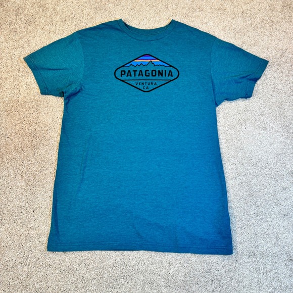 Patagonia Other - Patagonia Ventura CA Graphic T-Shirt Mens Medium Slim Fit Heathered Teal Blue